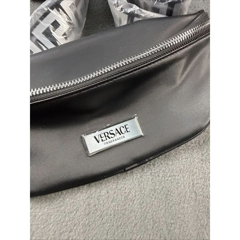 Versace Men's Fragrances Luxury Belt Bag Black Waist Travel Fanny Pack